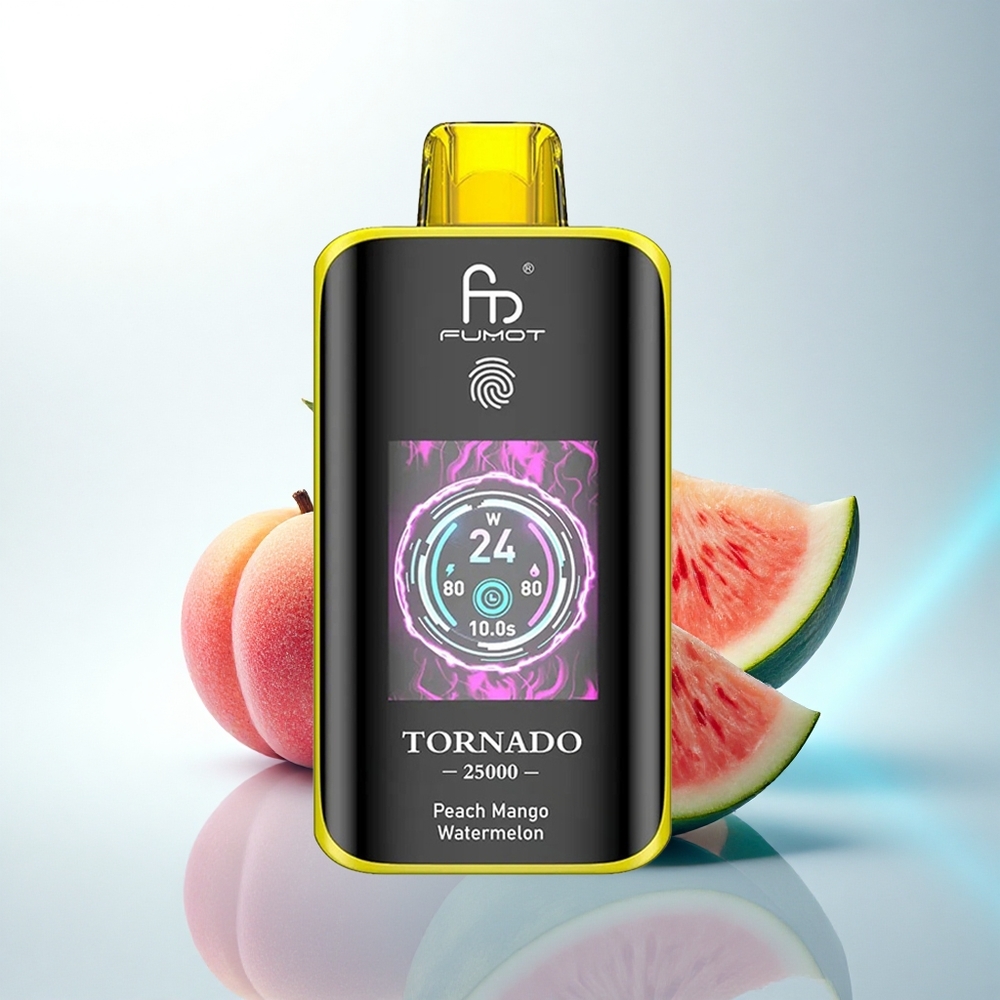 Fumot Tornado 25000 Puffs 桃マンゴー西瓜 HDスクリーン 700mAh 20ml