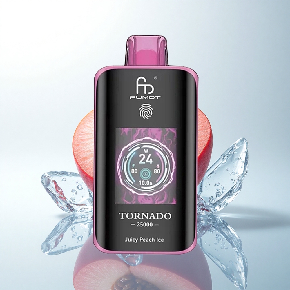 Fumot Tornado 25000 Puffs ジューシーピーチアイス HDスクリーン 700mAh 20ml