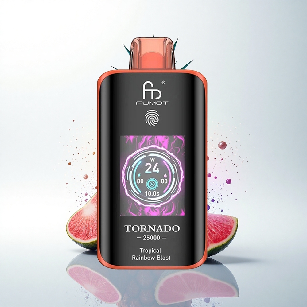 Fumot Tornado 25000 Puffs トロピカルレインボーブラスト HDスクリーン 700mAh 20ml