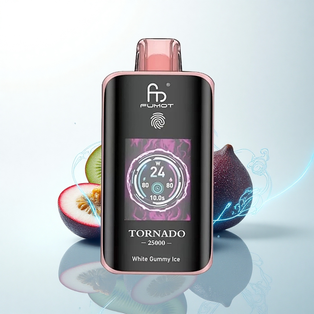Fumot Tornado 25000 Puffs キウイパッションフルーツグアバ HDスクリーン 700mAh 20ml