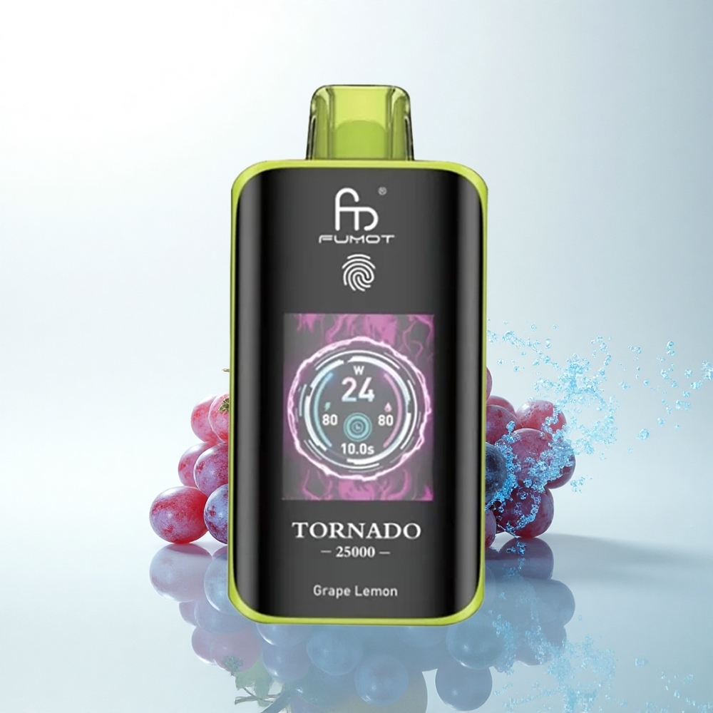 Fumot Tornado 25000 Puffs グレープレモンHDスクリーン700mAhタイプC