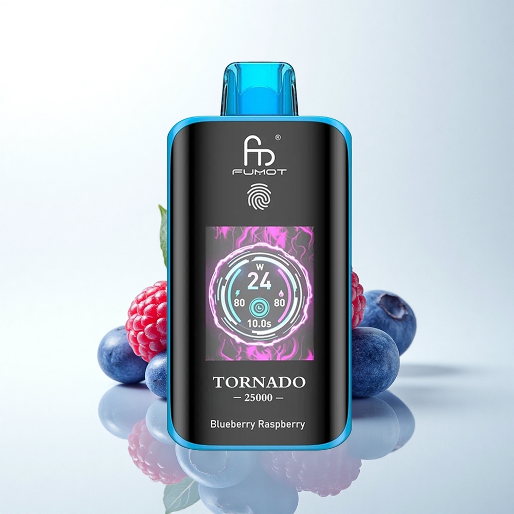 Fumot Tornado 25000 Puffs ブルーベリーレーズベリー HDスクリーン 700mAh