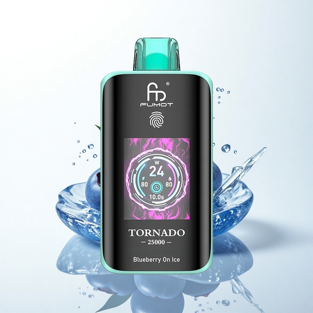 Fumot Tornado 25000 Puffs ブルーベリーオンアイス with HDスクリーン & タイプC充電