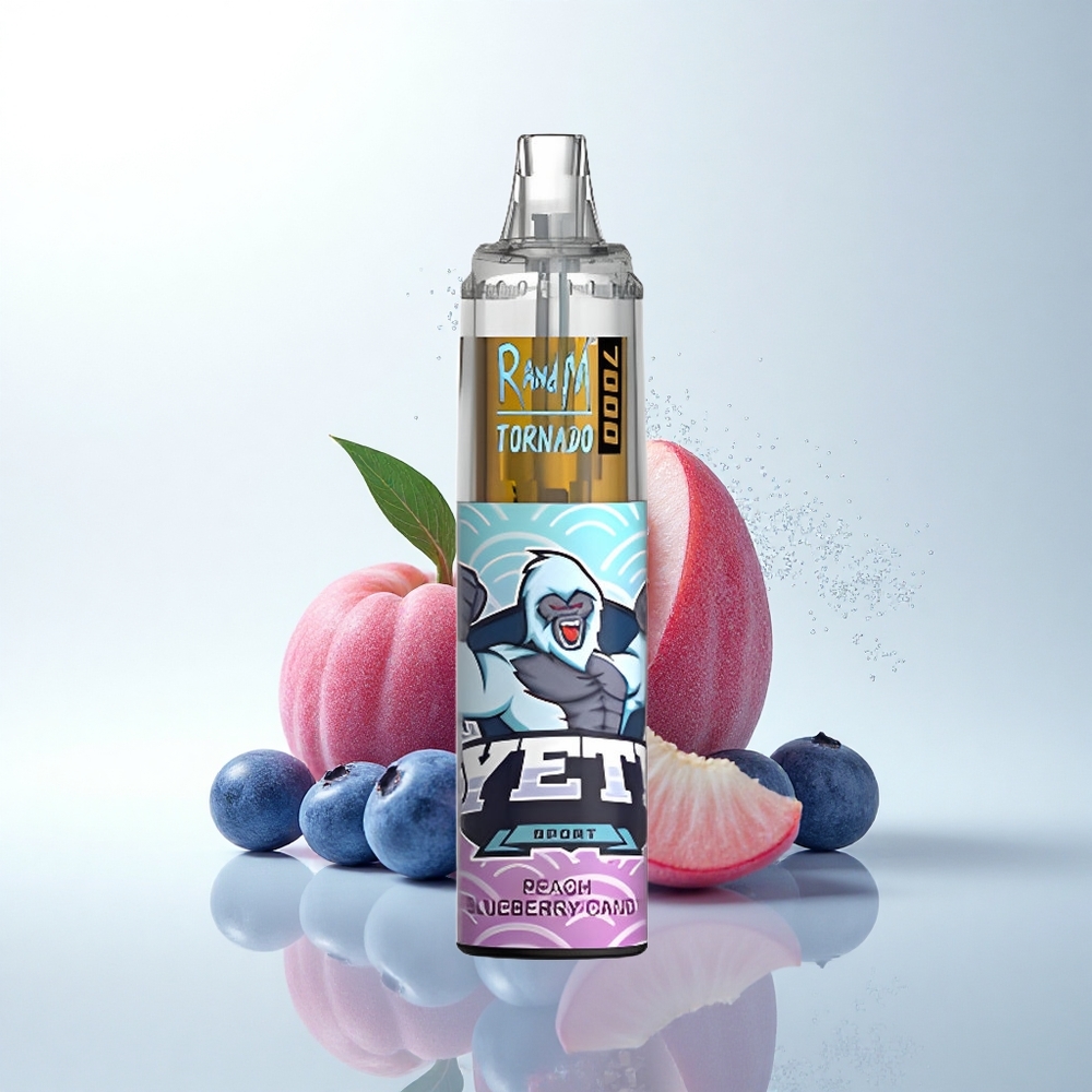 RandM Fumot Tornado 7000 Puffs ピーチブルーベリーキャンディ メッシュコイル タイプCポート RGBライト