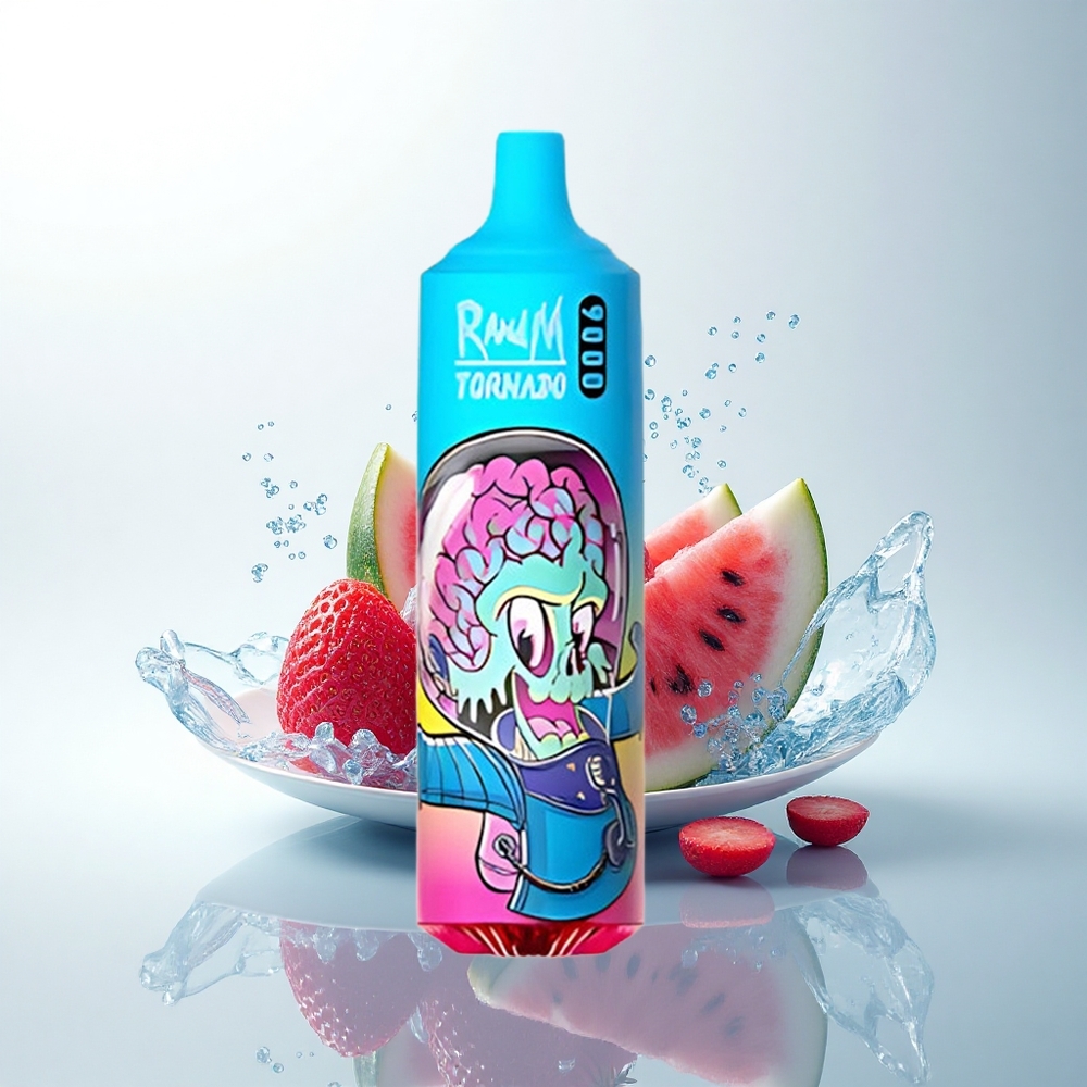 RandM Fumot Tornado 9000 Puffs プレミアムいちごスイカメッシュコイル18mL
