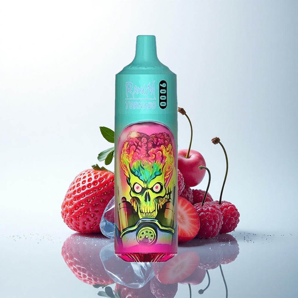 RandM Fumot Tornado 9000 Puffs いちごラズベリーさくらんぼアイス メッシュコイル 850mAh 18mL