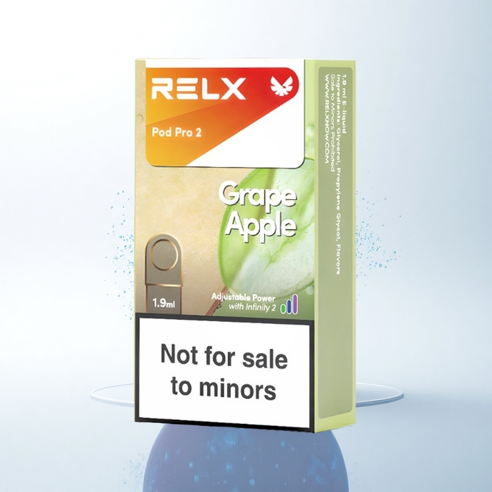Relx Pod Pro 2 Vape Device グレープアップルゼロ 1.9ml 2パック 電圧調整