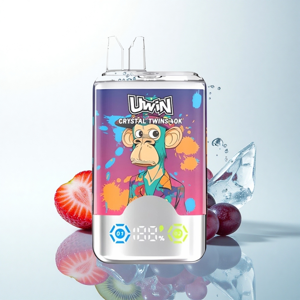 Uwin Crystal Twins 40000 Puffs いちごキウイぶどうアイス デュアルフレーバー 32ml