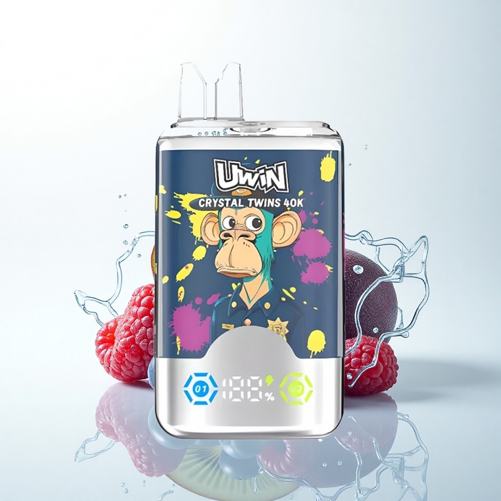 Uwin Crystal Twins 40000 Puffs キウイパッションフルーツグアバブルーベリーレーズベリー デュアルフレーバー 32ml