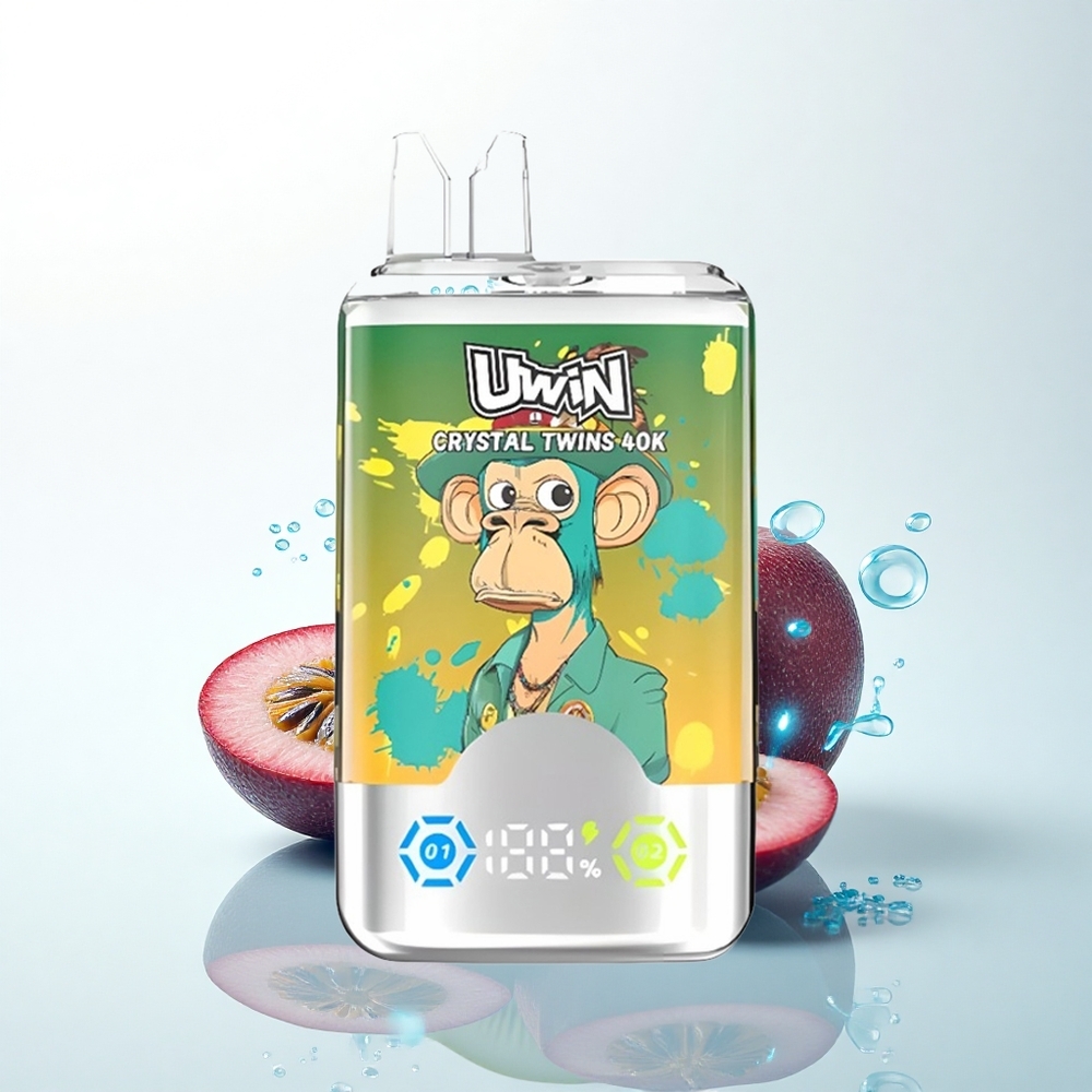 Uwin Crystal Twins 40000 Puffs キウイパッションフルーツグアバツーアップル デュアルフレーバー 32ml