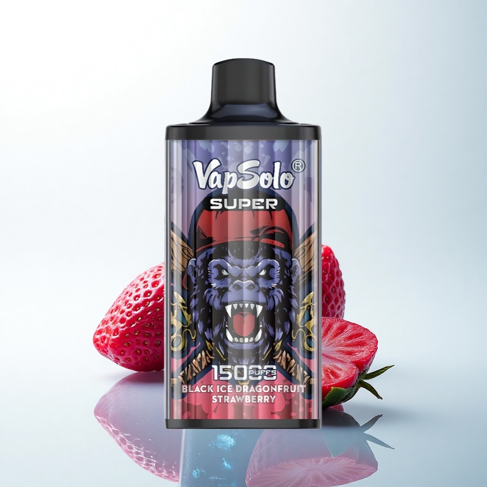 Vapsolo Super 15000 Puffs 黒氷ドラゴンフルーツストロベリー 850mAhメッシュコイル