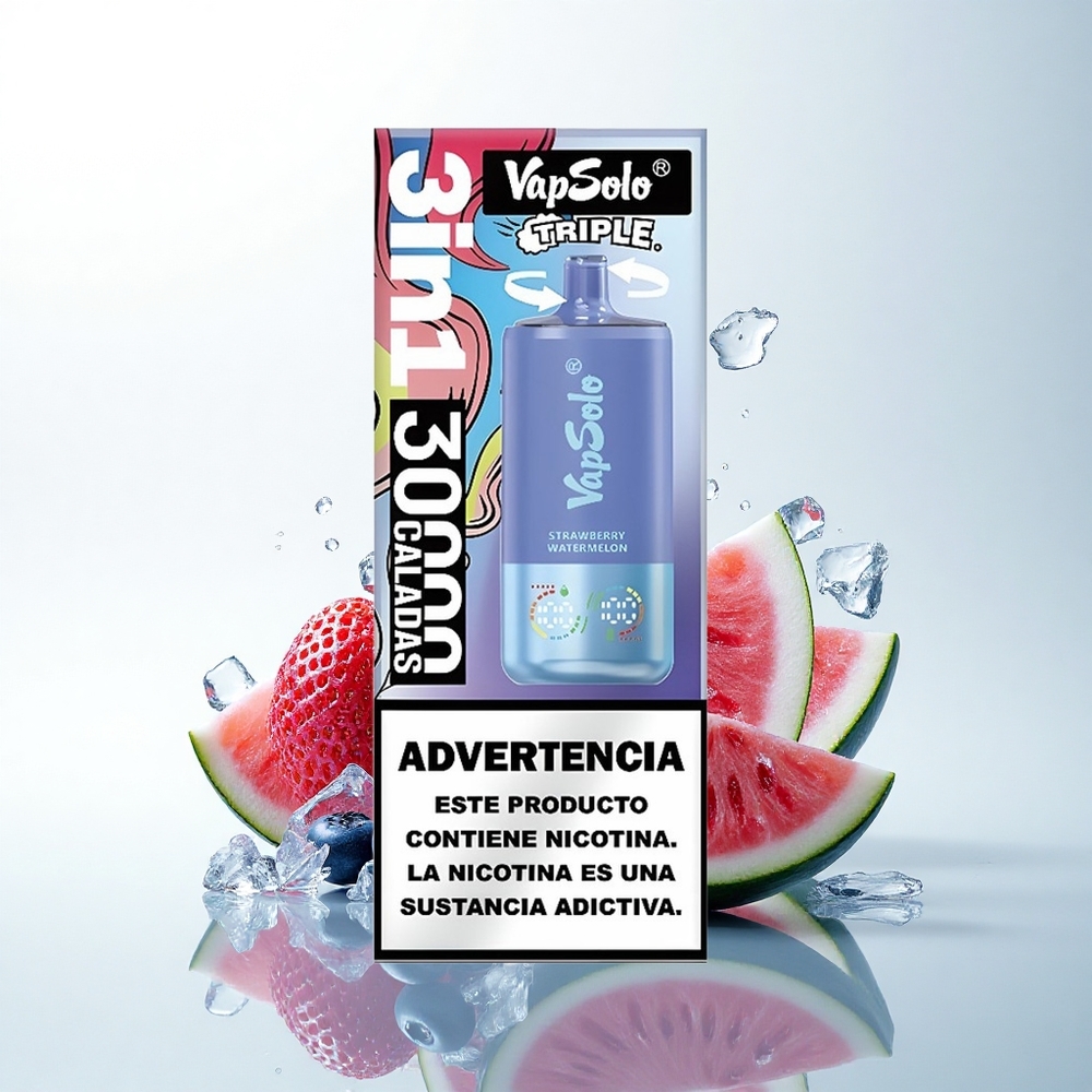 Vapsolo Triple 30000 Puffs いちごスイカブルーベリーアイス 40ml 3タンク Type-C