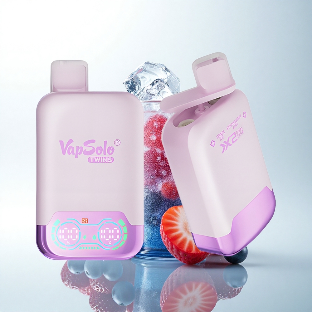 Vapsolo Twins 20000 Puffs グレープアイス＆ストロベリーキウイ 40ml デュアルタンク Type-C