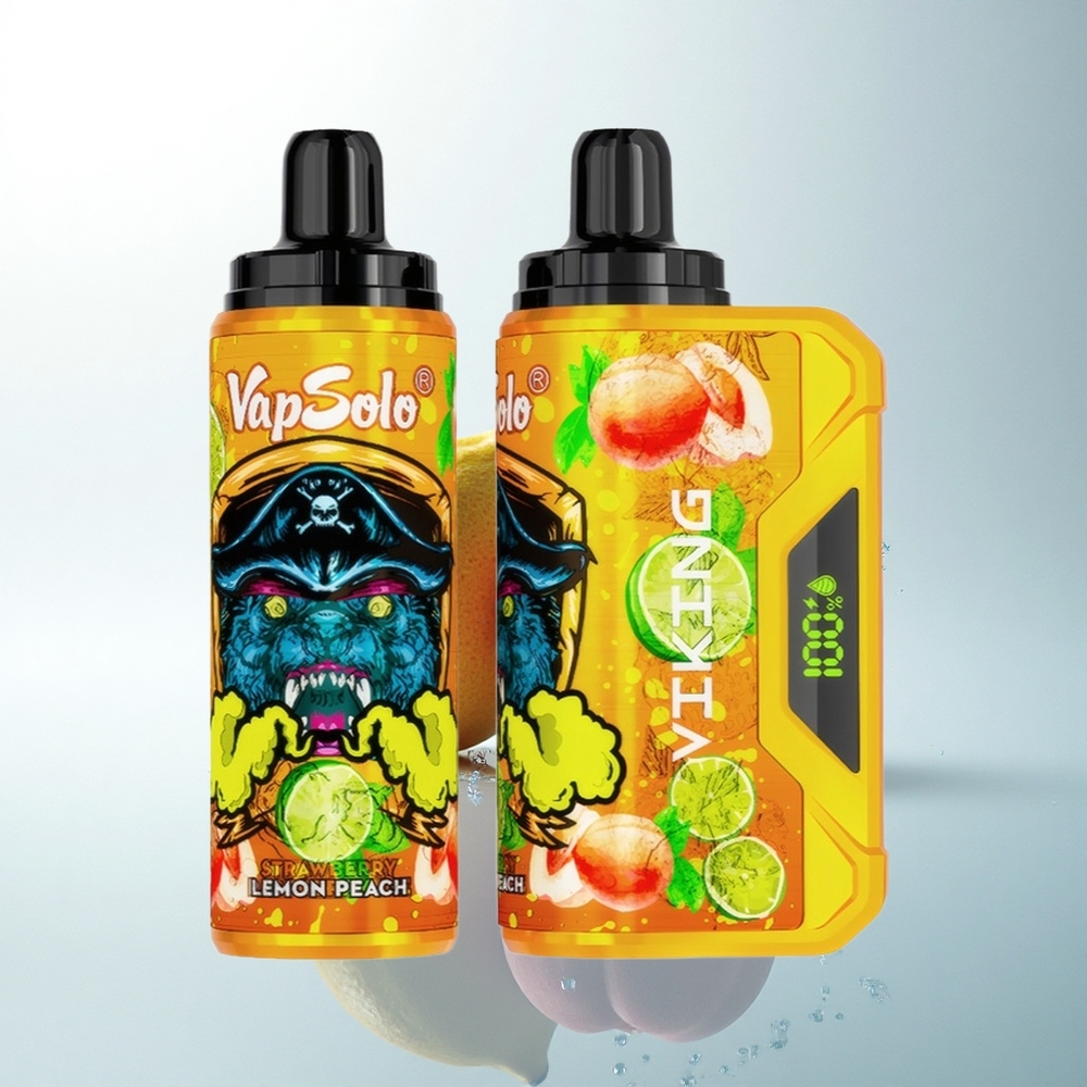 VapSolo VIKING 12000 Puffs レモンピーチタイプCディスプレイ